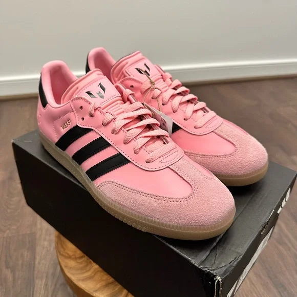 Adidas Men’s Samba Messi Soccer Pink & Black Shoes Sneakers, JP7844, Size 9.5